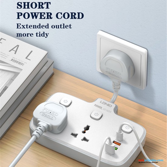 LDNIO SC2413 2 AC Outlets Portable Electrical Extension Socket (6M)